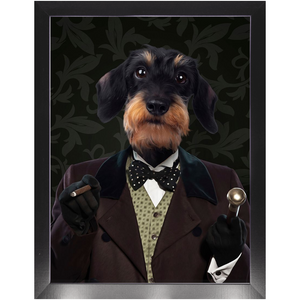 Polka Face - Art Deco Inspired Custom Pet Portrait Framed Satin Paper Print