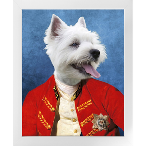 Commander In Mischief - Renaissance Inspired Custom Pet Portrait Framed Satin Paper Print
