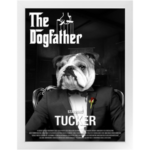 THE DOGFATHER Movie Poster - The Godfather Inspired Custom Pet Portrait Framed Satin Paper Print