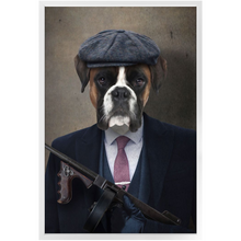 Load image into Gallery viewer, Big Jobs - Peaky Blinders &amp; Gangster Inspired Custom Pet Portrait Framed Satin Paper Print