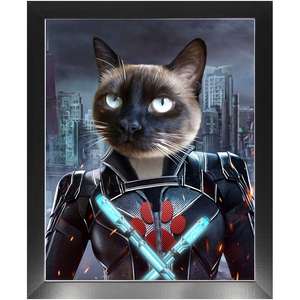 Black Aznite - Black Widow Superhero Inspired Custom Pet Portrait Framed Satin Paper Print