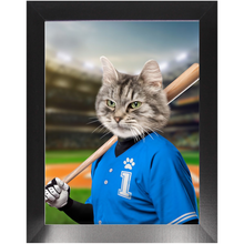 Load image into Gallery viewer, Hard Hitter - Baseball Player &amp; Sports Inspired Custom Pet Portrait Framed Satin Paper Print