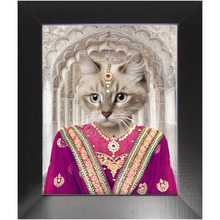Load image into Gallery viewer, Devilicious - Royal Indian Princess Inspired Custom Pet Portrait Framed Satin Paper Print