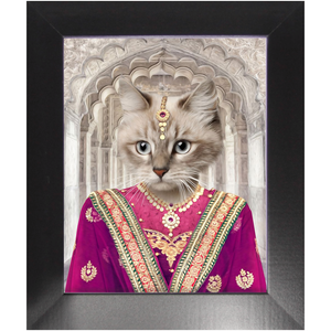 Devilicious - Royal Indian Princess Inspired Custom Pet Portrait Framed Satin Paper Print