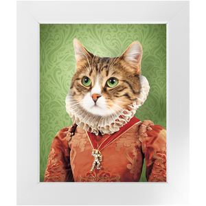 Lady Pluck - Renaissance Inspired Custom Pet Portrait Framed Satin Paper Print