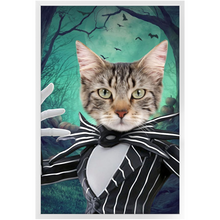 Load image into Gallery viewer, Jack O&#39;Lantin - Christmas &amp; Halloween Inspired Custom Pet Portrait Framed Satin Paper Print