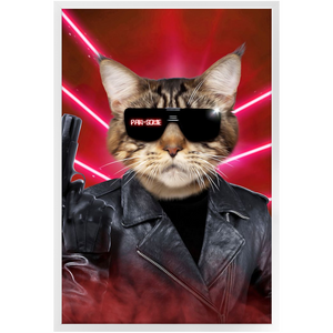 Kyle B Bakk - Arnold Schwarzenegger The Terminator Inspired Custom Pet Portrait Framed Satin Paper Print