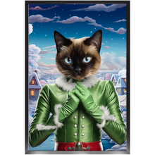 Load image into Gallery viewer, SNOWFLAKE - Christmas elf Inspired Custom Pet Portrait Framed Satin Paper Print