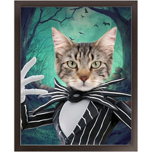 Load image into Gallery viewer, Jack O&#39;Lantin - Christmas &amp; Halloween Inspired Custom Pet Portrait Framed Satin Paper Print