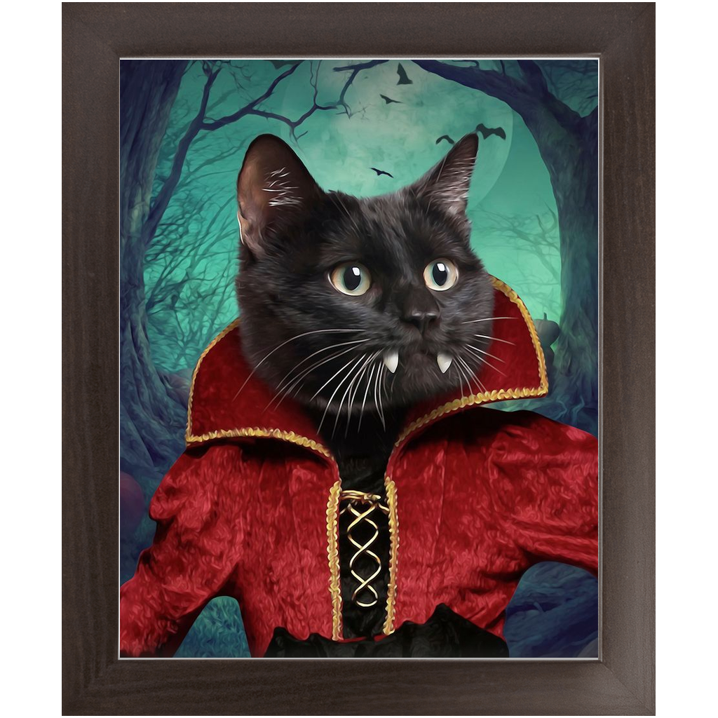 Vampiracle - Halloween & Vampires Inspired Custom Pet Portrait Framed Satin Paper Print