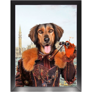 Gondola With The Wind - Renaissance Inspired Custom Pet Portrait Framed Satin Paper Print