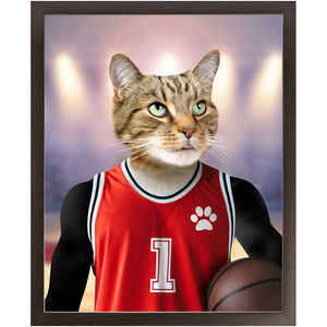 Hoopla- Basketball Player & Sports Inspired Custom Pet Portrait Framed Satin Paper Print