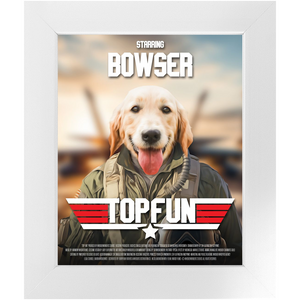 TOP FUN Movie Poster - Top Gun Inspired Custom Pet Portrait Framed Satin Paper Print