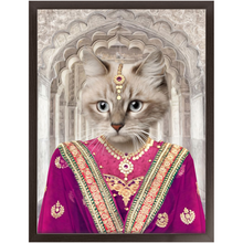 Load image into Gallery viewer, Devilicious - Royal Indian Princess Inspired Custom Pet Portrait Framed Satin Paper Print