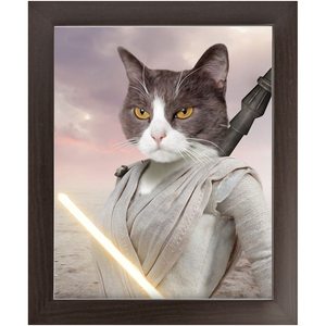 Light Rey - Rey Skywalker & Star Wars Inspired Custom Pet Portrait Framed Satin Paper Print