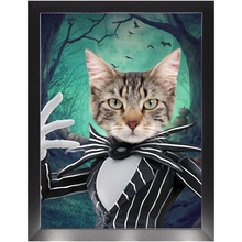 Load image into Gallery viewer, Jack O&#39;Lantin - Christmas &amp; Halloween Inspired Custom Pet Portrait Framed Satin Paper Print