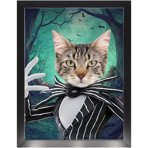 Jack O'Lantin - Christmas & Halloween Inspired Custom Pet Portrait Framed Satin Paper Print
