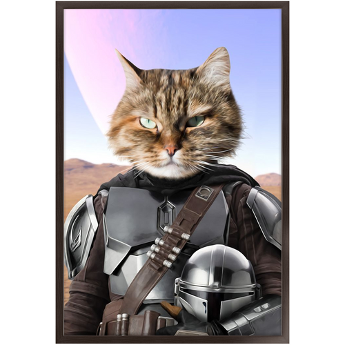Wanderlorian - Mandalorian & Star Wars Inspired Custom Pet Portrait Framed Satin Paper Print