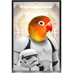 Storm Blooper - Storm Trooper & Star Wars Inspired Custom Pet Portrait Framed Satin Paper Print