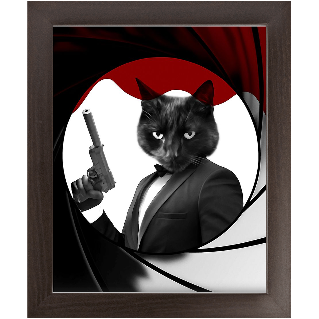 Licence To Chill - James Bond 007 Inspired Custom Pet Portrait Framed Satin Paper Print