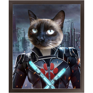 Black Aznite - Black Widow Superhero Inspired Custom Pet Portrait Framed Satin Paper Print