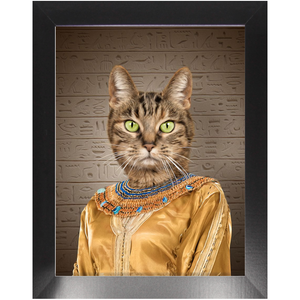 Cleopatme - Cleopatra of Egypt Inspired Custom Pet Portrait Framed Satin Paper Print