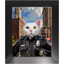 Load image into Gallery viewer, ON THE BEAT - Police Uniform Inspired Custom Pet Portrait Framed Satin Paper Print