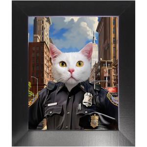 ON THE BEAT - Police Uniform Inspired Custom Pet Portrait Framed Satin Paper Print