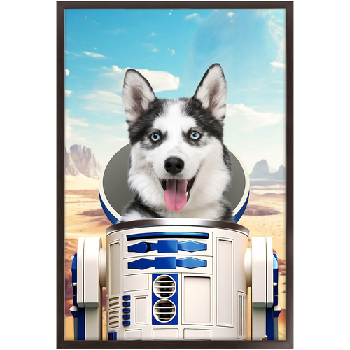 R.2.D.TOO - R2D2 & Star Wars Inspired Custom Pet Portrait Framed Satin Paper Print