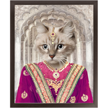 Load image into Gallery viewer, Devilicious - Royal Indian Princess Inspired Custom Pet Portrait Framed Satin Paper Print