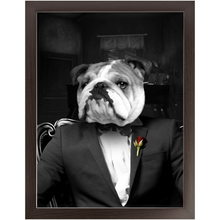 Load image into Gallery viewer, The Dogfather - Godfather, Gangster &amp; Mafia Inspired Custom Pet Portrait Framed Satin Paper Print