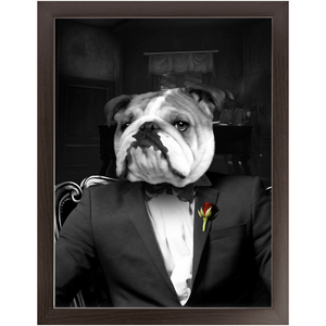 The Dogfather - Godfather, Gangster & Mafia Inspired Custom Pet Portrait Framed Satin Paper Print