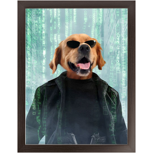 Neo Barksist - The Matrix Inspired Custom Pet Portrait Framed Satin Paper Print