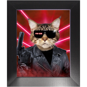 Kyle B Bakk - Arnold Schwarzenegger The Terminator Inspired Custom Pet Portrait Framed Satin Paper Print