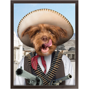 A Pawfull Of Pesos - Mexican Bandit Inspired Custom Pet Portrait Framed Satin Paper Print
