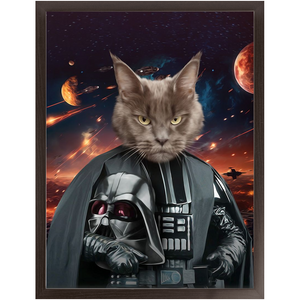 BATH EVADER IN SPACE - Darth Vader & Star Wars Inspired Custom Pet Portrait Framed Satin Paper Print