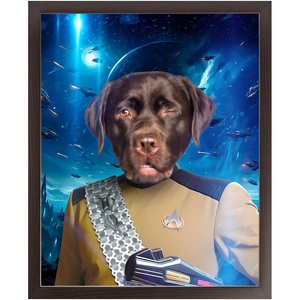 LIEUTENANT WOOF IN SPACE - Star Trek Inspired Custom Pet Portrait Framed Satin Paper Print