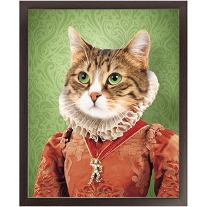Lady Pluck - Renaissance Inspired Custom Pet Portrait Framed Satin Paper Print