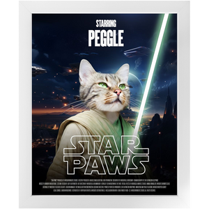 STAR PAWS Movie Poster - Star Wars Inspired Custom Pet Portrait Framed Satin Paper Print