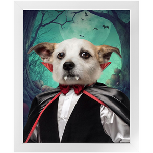 Count Meowt - Count Dracula Inspired Custom Pet Portrait Framed Satin Paper Print