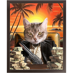 SAY HELLO TO MY LITTLE FRIEND - Scarface Inspired Custom Pet Portrait Framed Satin Paper Print