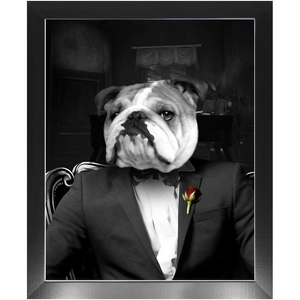 The Dogfather - Godfather, Gangster & Mafia Inspired Custom Pet Portrait Framed Satin Paper Print
