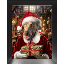 Load image into Gallery viewer, PANTA PAWS - Christmas, Santa &amp; Elf Inspired Custom Pet Portrait Framed Satin Paper Print