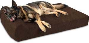Barker Beds Orthopedic Dog Bed - 7" Pillow Top XL Size (52 X 36 X 11) - Luxury Washable Large Dog Bed with Headrest - Memory Foam Mattress for Big Dogs (Chocolate)
