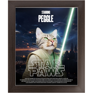 STAR PAWS Movie Poster - Star Wars Inspired Custom Pet Portrait Framed Satin Paper Print