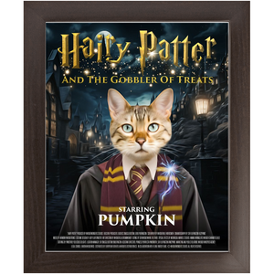 HAIRY PATTER Movie Poster - Harry Potter Inspired Custom Pet Portrait Framed Satin Paper Print