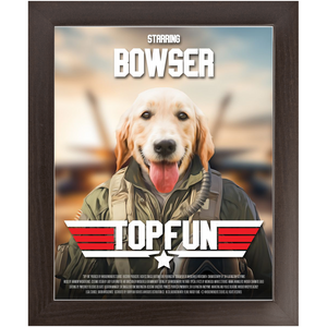 TOP FUN Movie Poster - Top Gun Inspired Custom Pet Portrait Framed Satin Paper Print