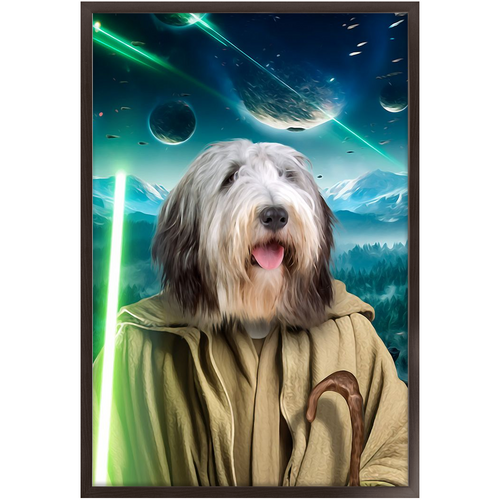 YO, DOG! IN SPACE - Yoda & Star Wars Inspired Custom Pet Portrait Framed Satin Paper Print