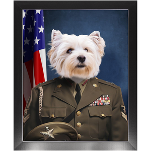 GENERAL I. ZING - Military General Inspired Custom Pet Portrait Framed Satin Paper Print