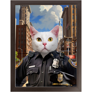 ON THE BEAT - Police Uniform Inspired Custom Pet Portrait Framed Satin Paper Print